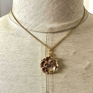 JJI gold tone hummingbird pendant necklace